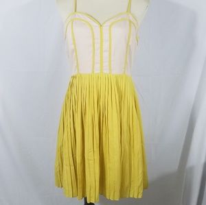 ELLE vibrant yellow pleated dress